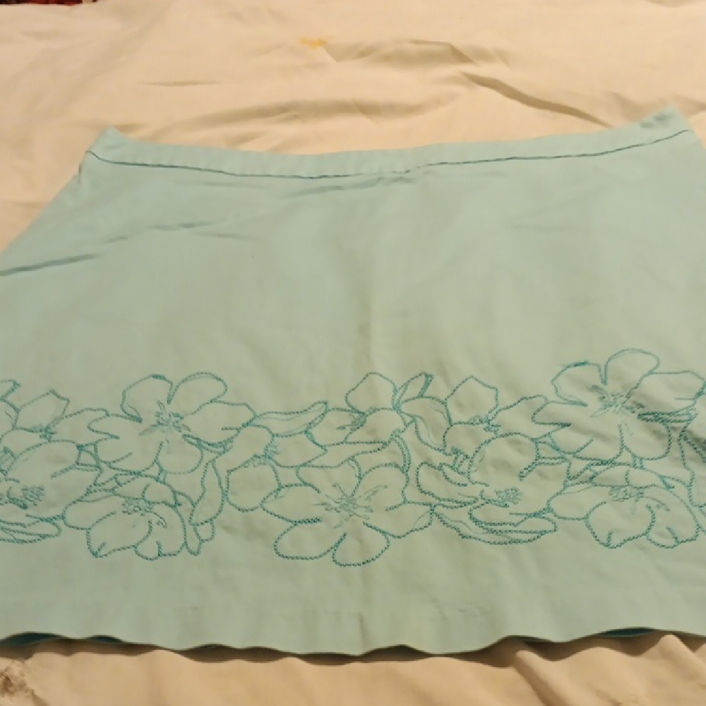Floral Embroidered Light Blue Skirt